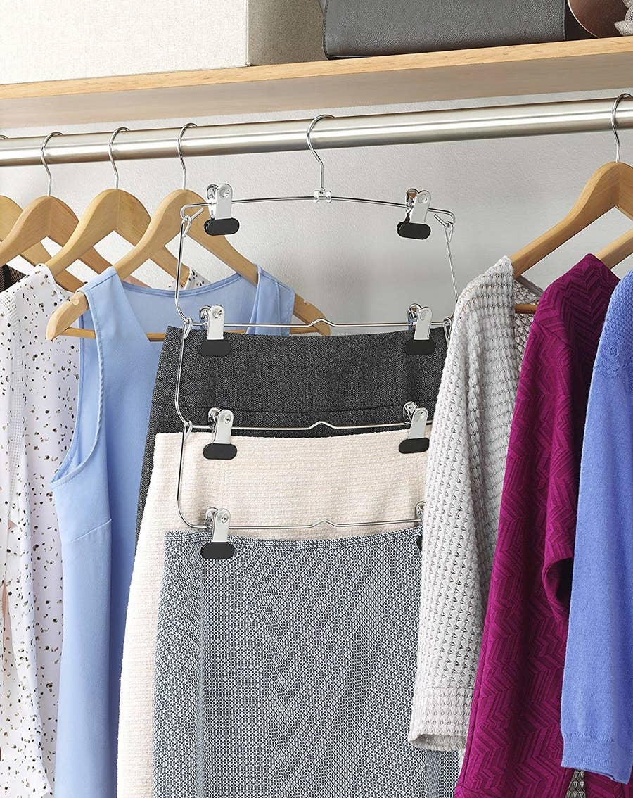 ESOUL TECHNOLOGY Pack of 6 Clothes Hangers Space Save Closet Organize Plastic Suit Pants Coat Skirt Blue